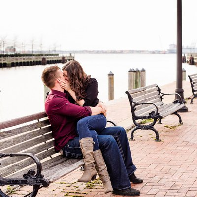 Downtown Norfolk Couple Kissing