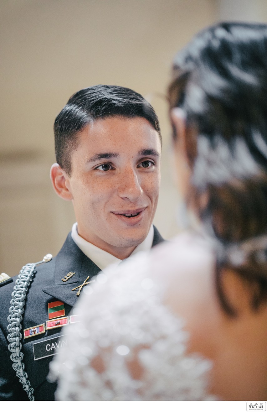 Groom in a Uniform at SF City Hall