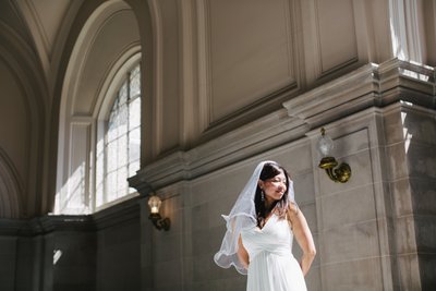 Thoughtful Bride at SF City Hall