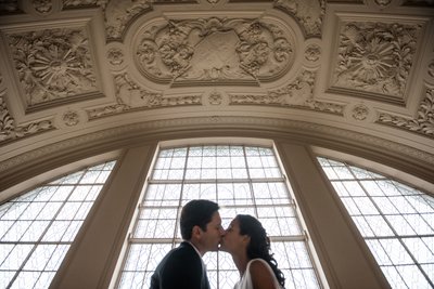 Kissing by the Window at SF City Hall