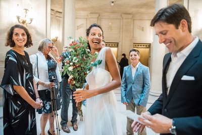 Bride with Flowers at SF City Hall