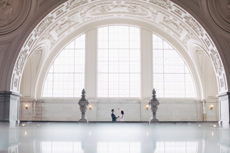 Natural light portrait inside San Francisco City Hall