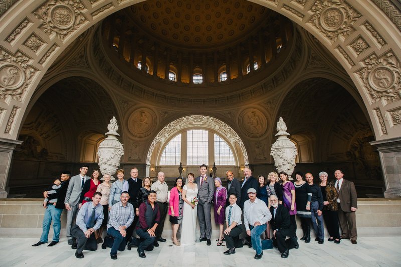 Natural light group portrait at San Francisco City Hall