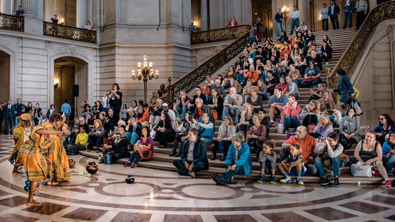 Performance scene at San Francisco City Hall