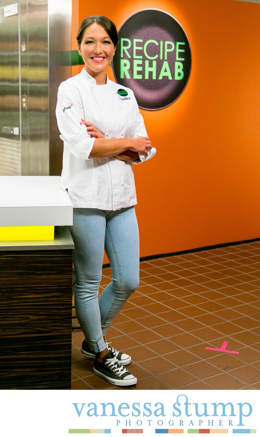 Portrait of Chef Candice Kumai on the set of Recipe Rehab