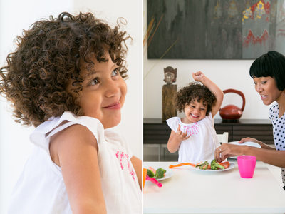 Portrait of an adorable young girl with curly hair