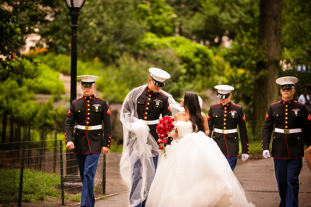 Central Park, New York City, Military Wedding Photo