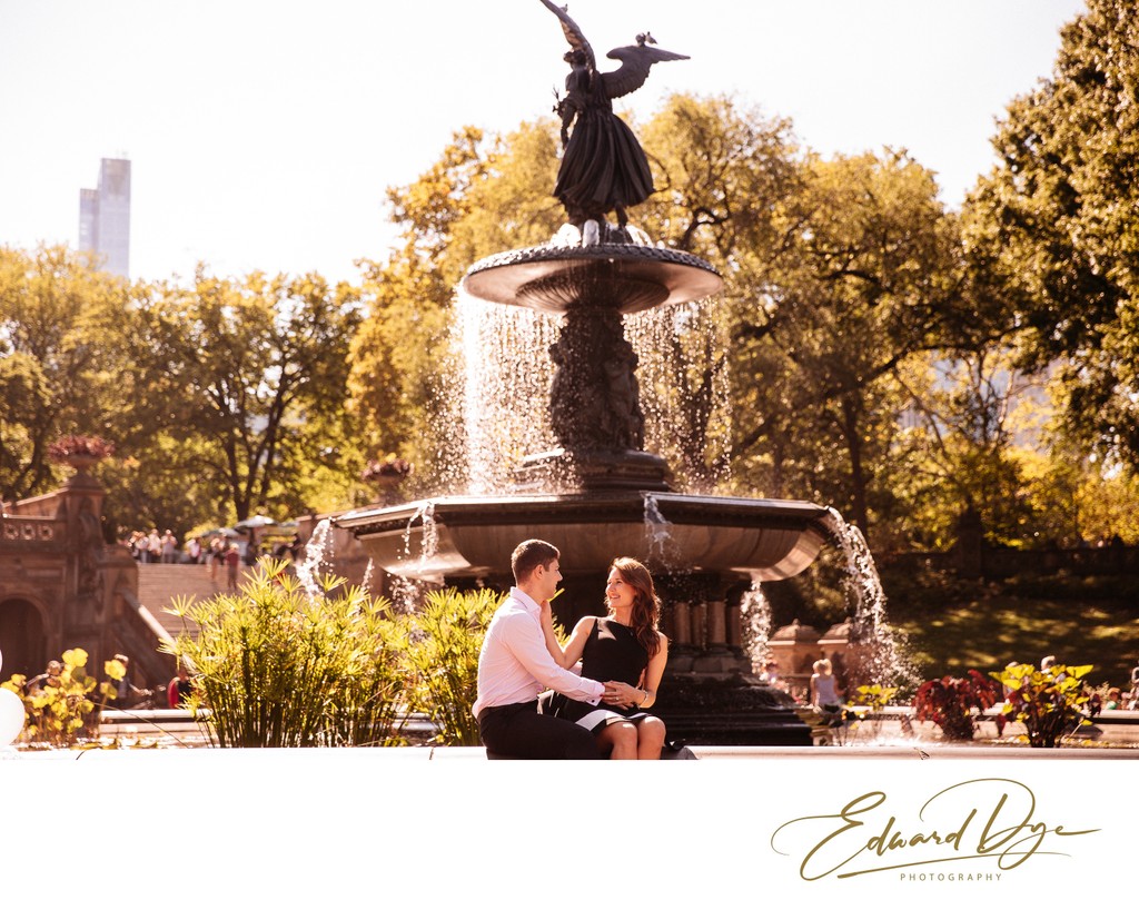 Central Park engagement photo Bethesda Fountain amazing