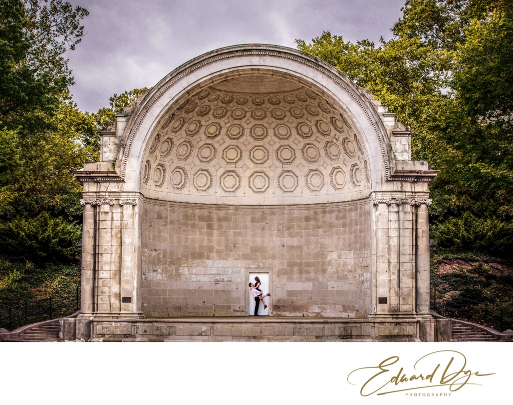 Central Park engagement photo The Mall & Literary Walk