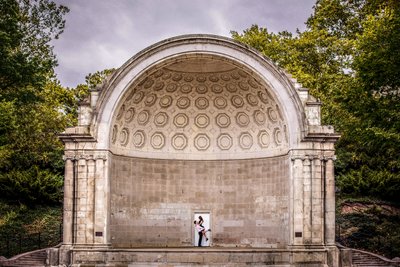 Central Park engagement photo The Mall & Literary Walk
