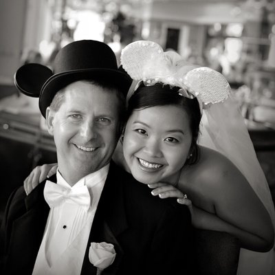 Disney World Wedding Couple with Mickey Ears