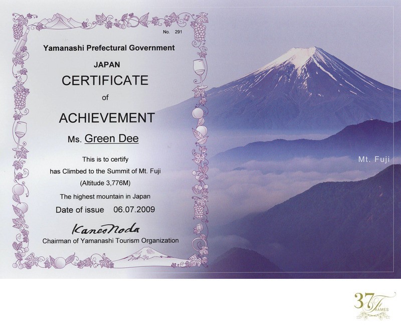 Mt Fuji Climbing Certificate
