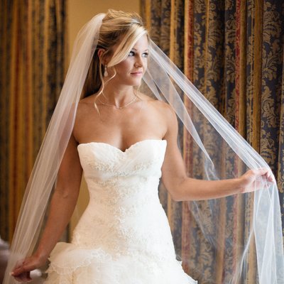 Beautiful bridal portrait at Waterfront Place Hotel in Morgantown, WV