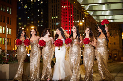 Chicago Riverfront Bridal Party Portrait