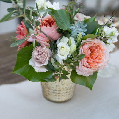 Flower arrangements for farm tables