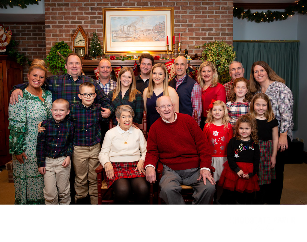 Extended Family Christmas Photos at Home