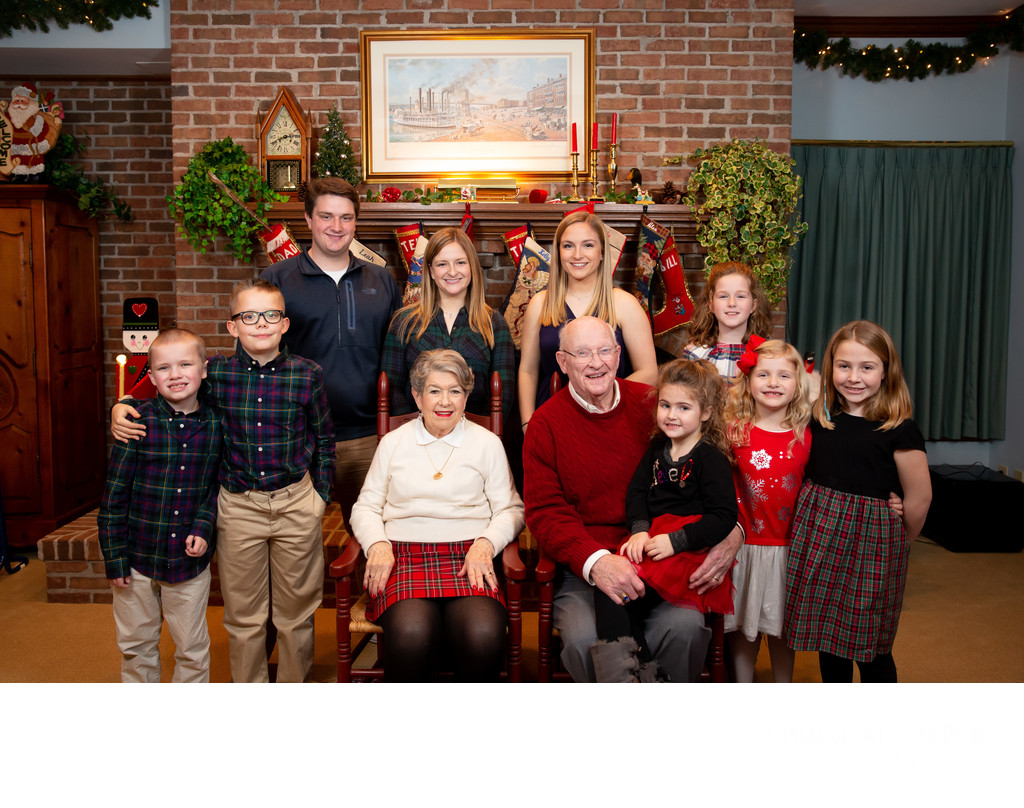 Extended Family Christmas Photos at Home
