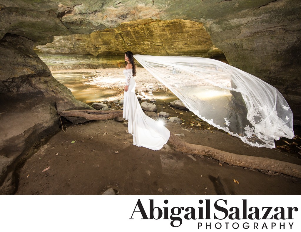 Amazing bridal portraits: Veil flying