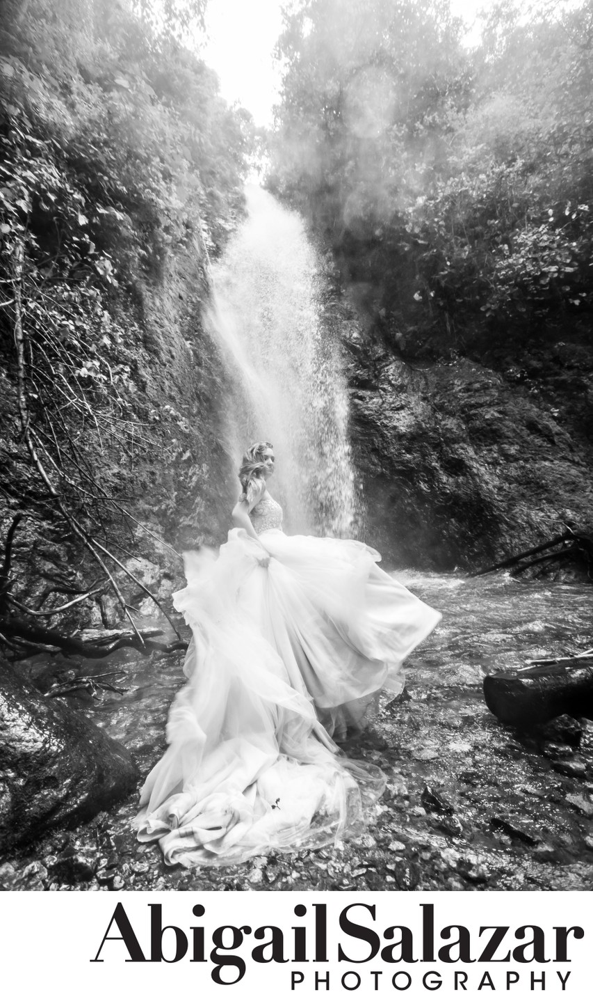 Trash the dress session: Inspiring bride and waterfall 