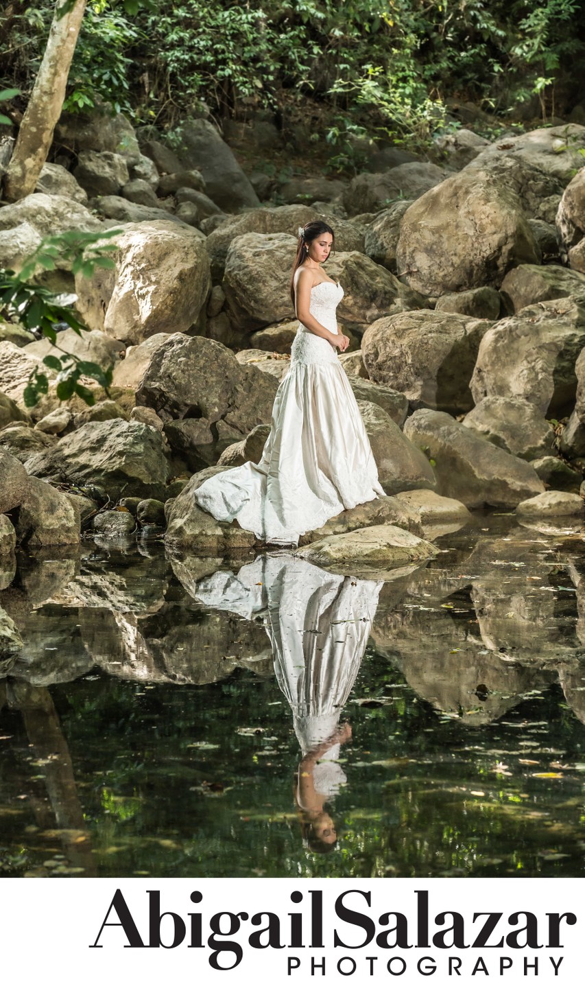 Bride's reflection: Lake trash the dress session