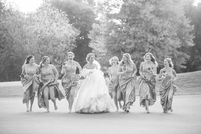 Barefoot Bride & Bridesmaids having fun