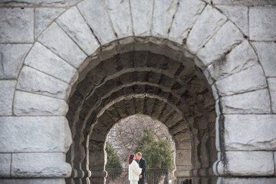 Fine art wedding photography: Bride and groom kiss