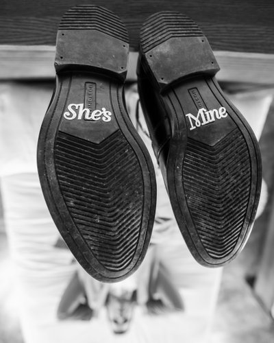 Groom’s shoes: She is mine