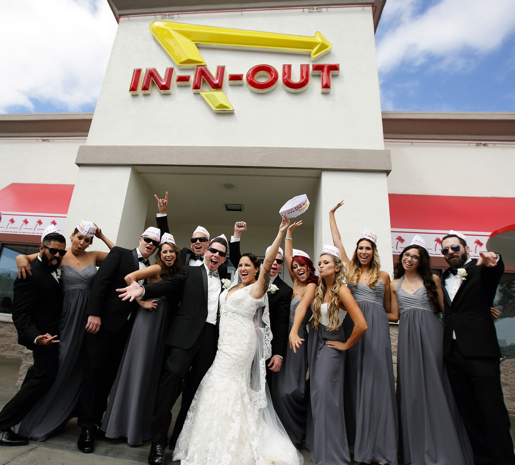 los angeles wedding party in n out 