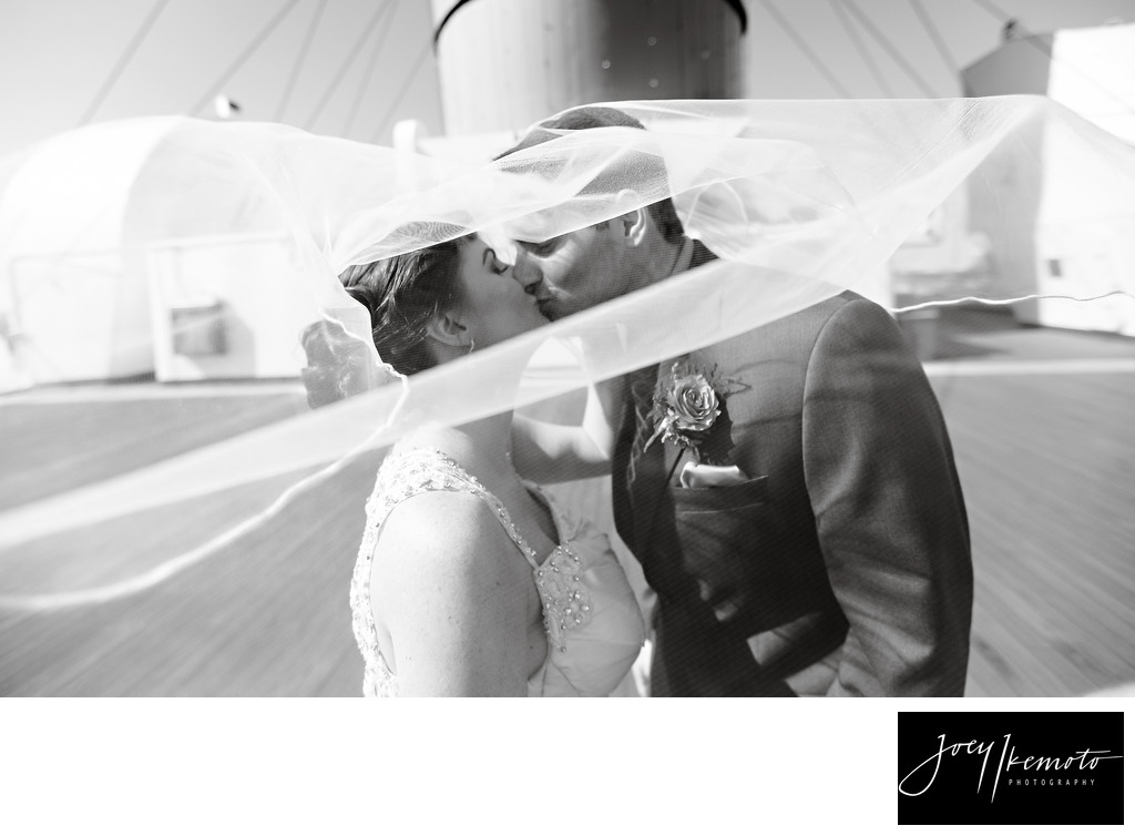 The Queen Mary Long Beach Wedding Kiss the Veils