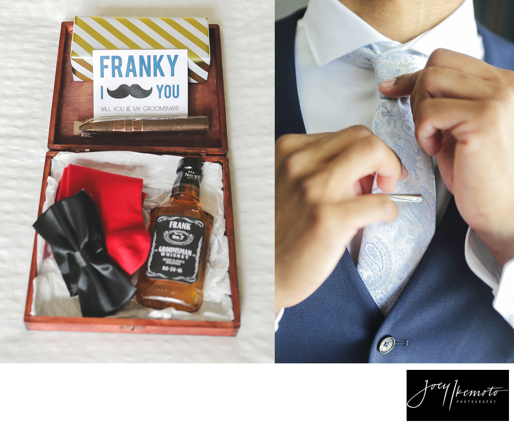 Grooms getting ready bowtie tie