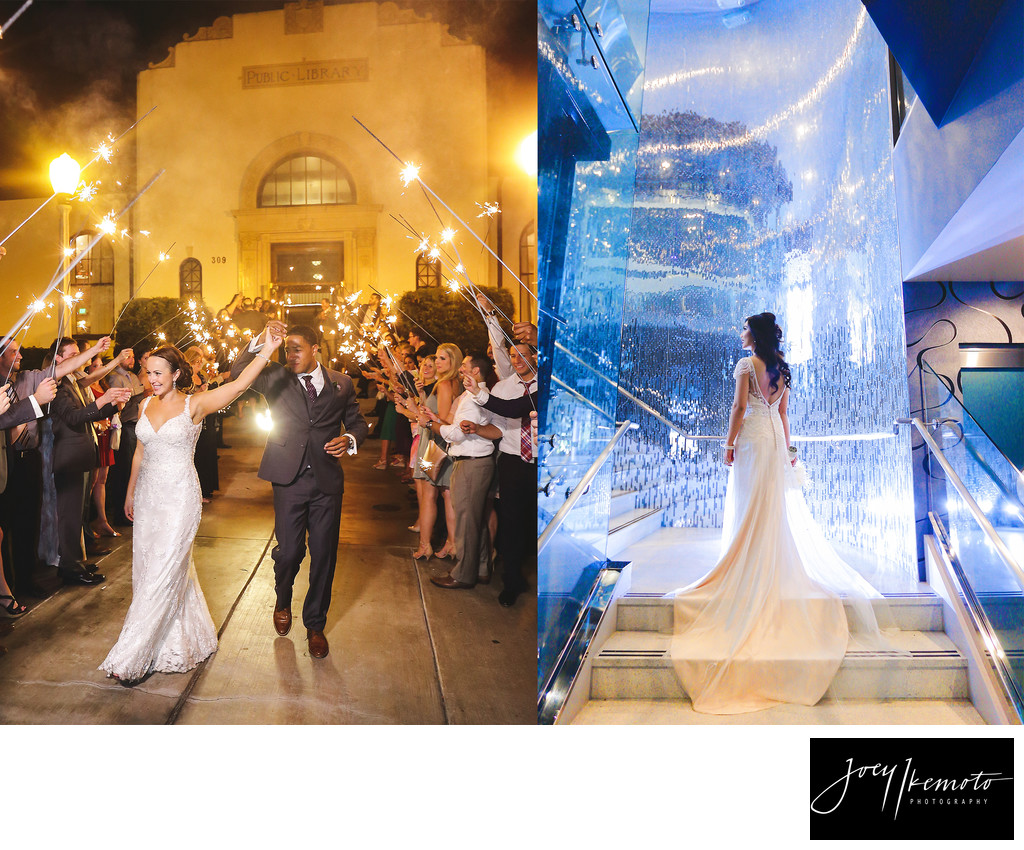 Historic Redondo Library Wedding Sparkler Exit