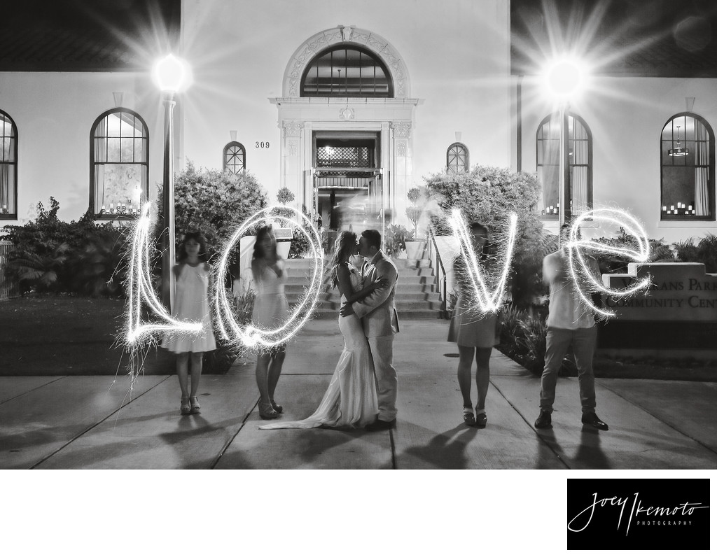 Redondo Beach Library Wedding Love Sparklers