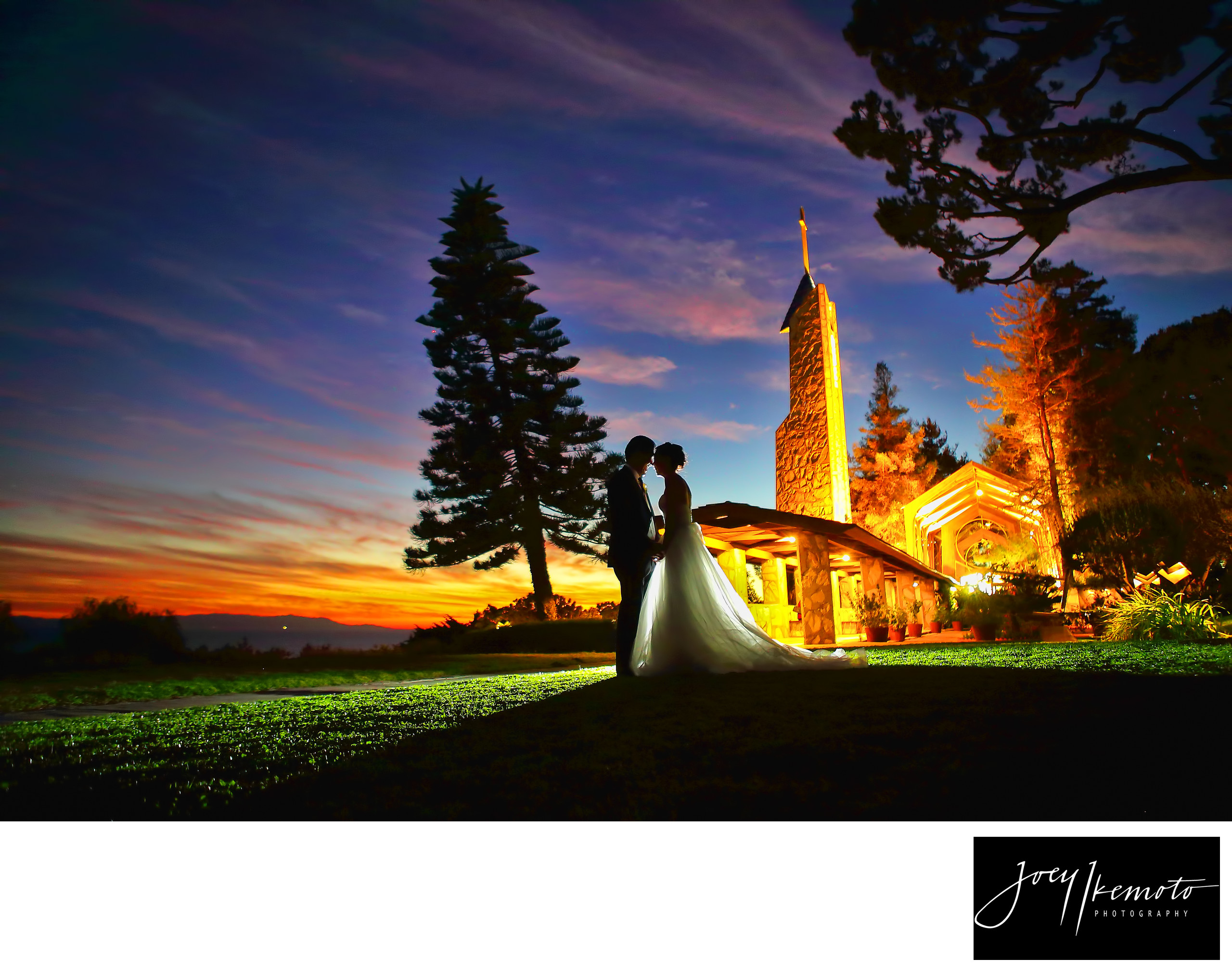 Amazing Sunset Wayfarers Chapel - WEDDINGS - Joey Ikemoto Photography