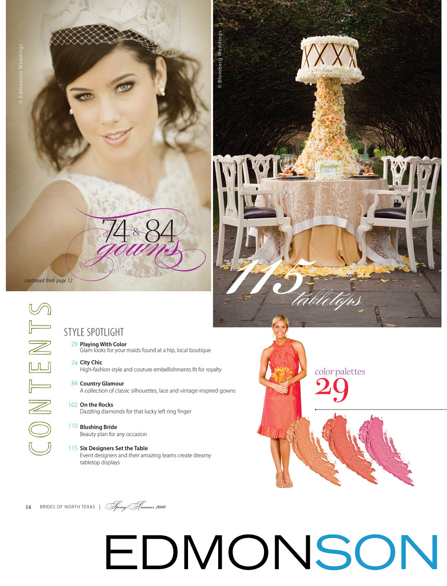 Brides of North Texas Magazine Content Page