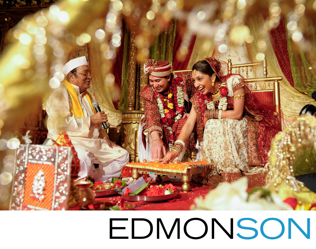 Bride Smiles During Hindu Wedding Ceremony Houston