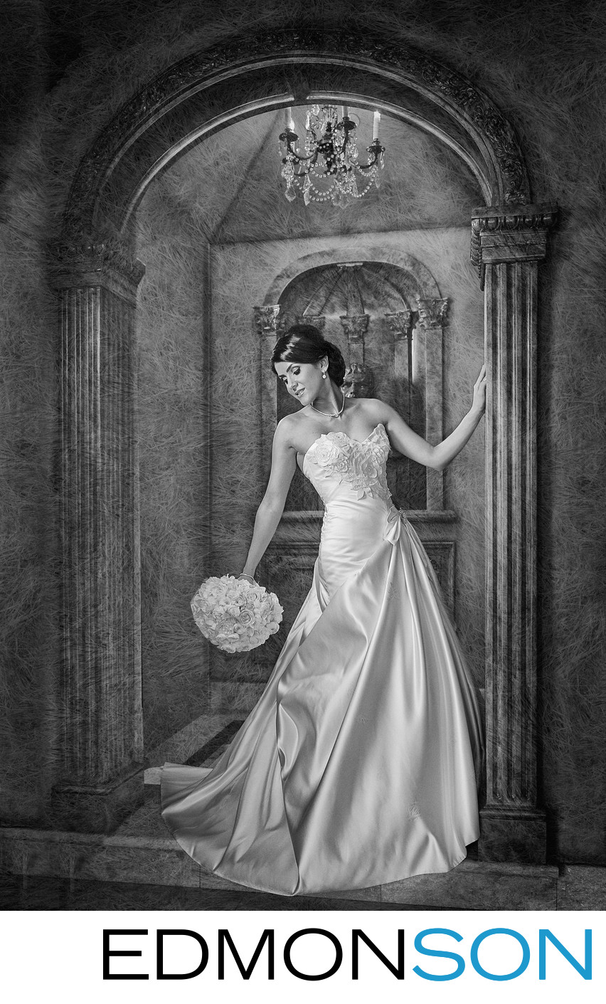 Elegant Persian Bride Black & White Bridal Portrait