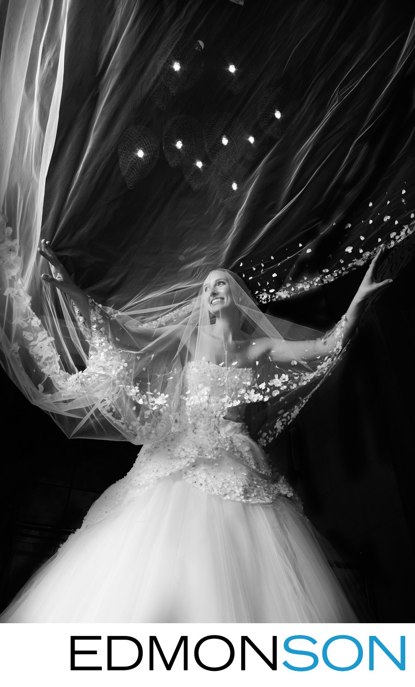 Flying Veil Creates Dramatic Bridal Portrait