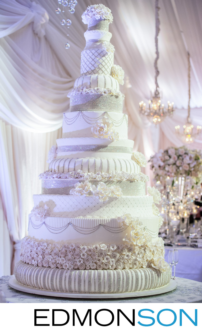 Amazing 12 Tier White Wedding Cake At Luxury Reception