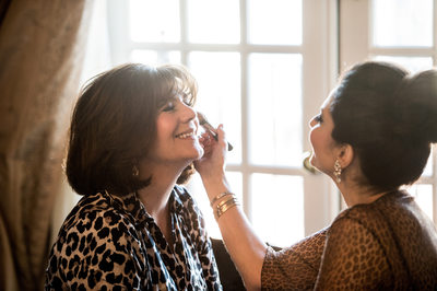 Bride Artfully Applies Mom's Makeup At Mansion