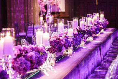 Purple Head Table Awaits Guests At Dallas Country Club