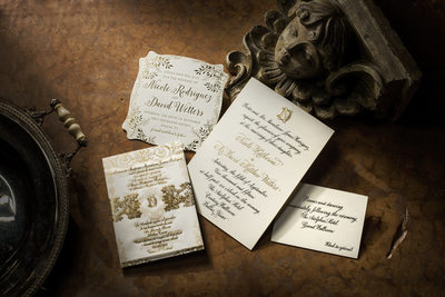 Wedding Invitations In Gold Foil Letterpress