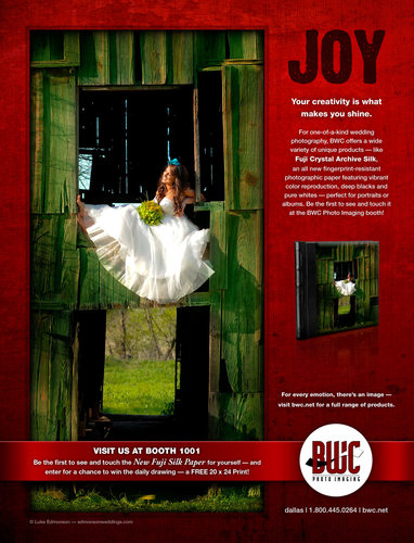 BWC Full Page Ad Of Bride In A Barn