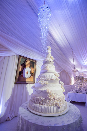 Massive White Wedding Cake Karen Tran Floral Designs