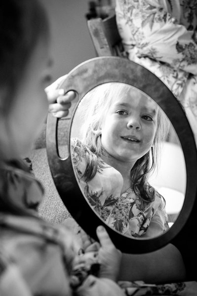 Cute Flower Girl Checks Herself Out In Mirror