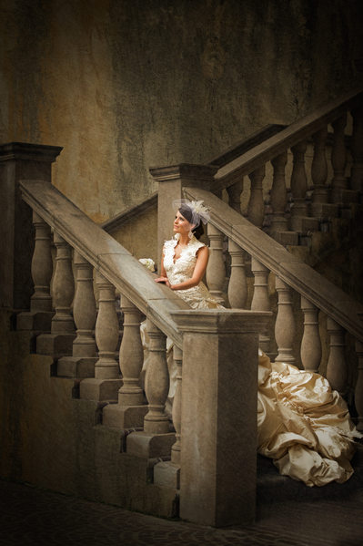 Grand Stone Staircase Bridal Portrait At Canals