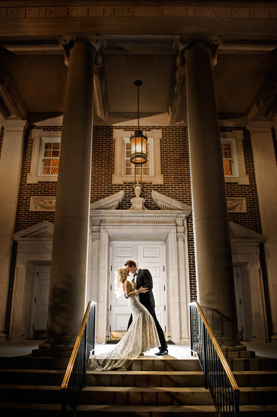 Gorgeous Nighttime Post-Wedding Portrait At Perkins SMU