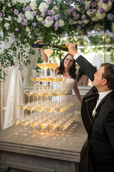 Champagne Tower Pour By Bride & Groom