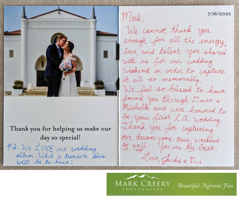 Testimonial from happy clients after their Los Angeles wedding