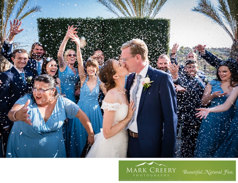 Confetti toss at a Los Angeles wedding