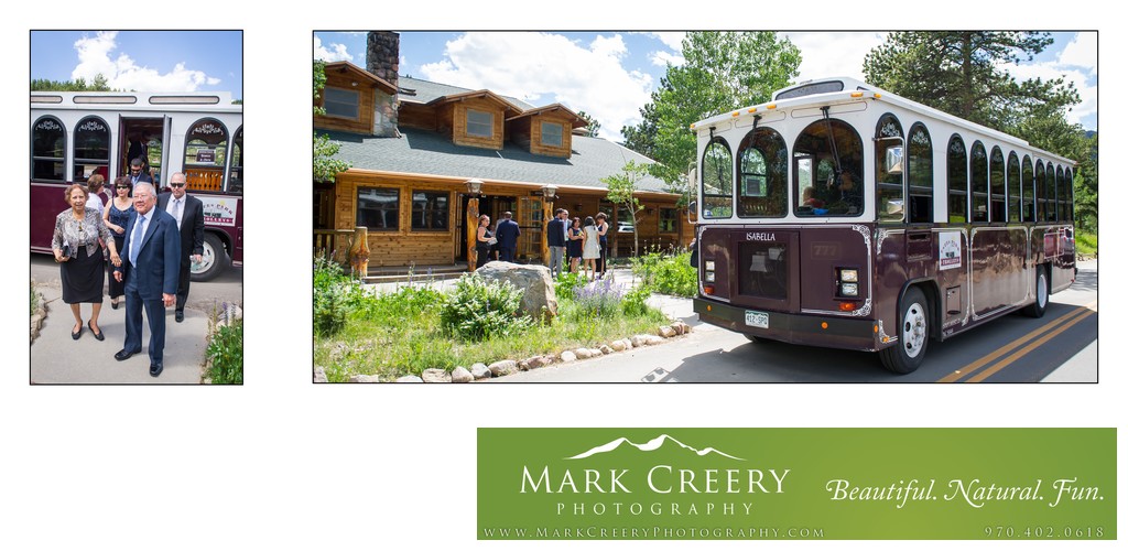Guests arriving in Estes Park Trolleys to Wild Basin Lodge